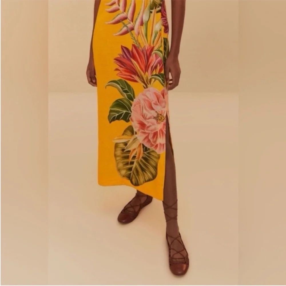 FARM Rio Yellow Tropical Floral Maxi Dress - Picture 5 of 11